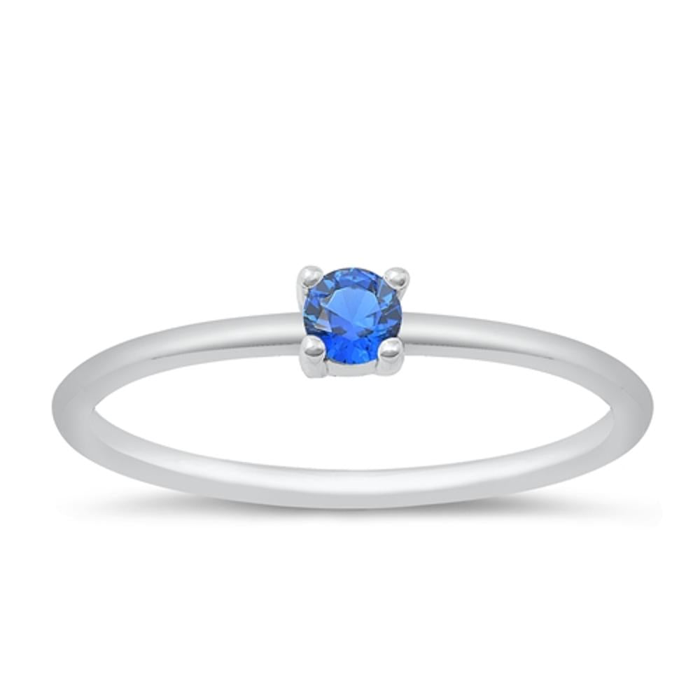 Sterling Silver Blue Sapphire CZ Ring