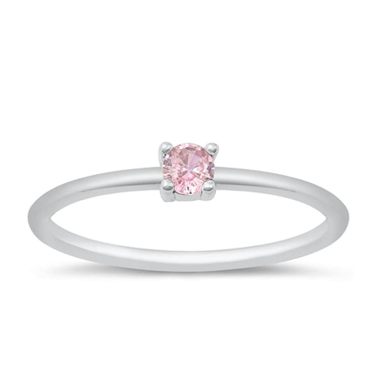 Sterling Silver Pink CZ Ring