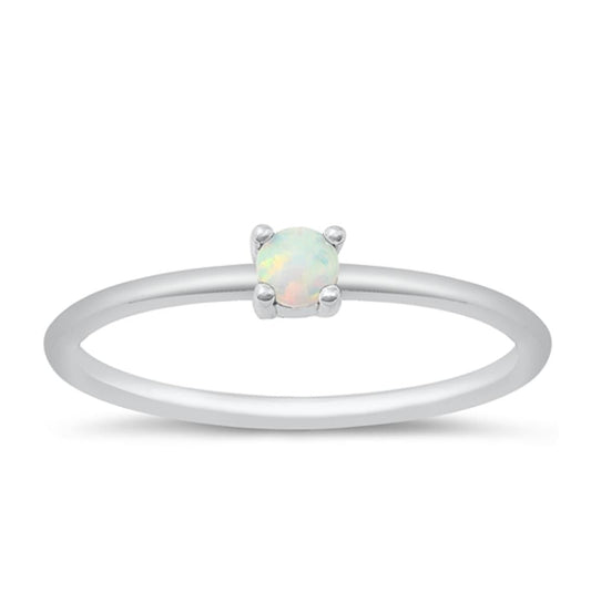 Sterling Silver White Lab Opal Ring