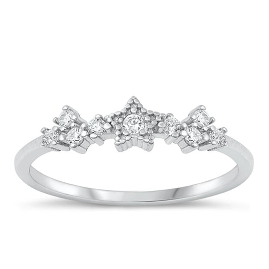 Sterling Silver Clear CZ Star Ring