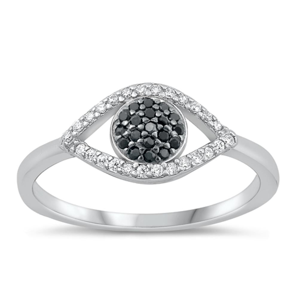 Sterling Silver Black CZ Eye Ring