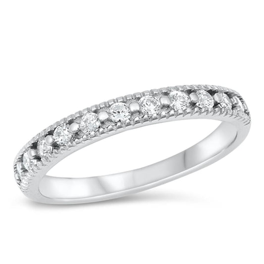 Eternity Clear CZ Cute Stacking Ring New .925 Sterling Silver Band Sizes 5-10