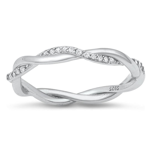 Infinity Knot Wave Lace White CZ Ring New .925 Sterling Silver Band Sizes 5-10