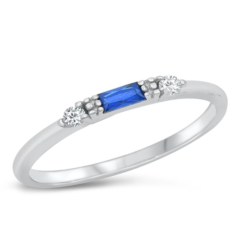 Radiant Blue Sapphire CZ Beautiful Ring New .925 Sterling Silver Band Sizes 5-10