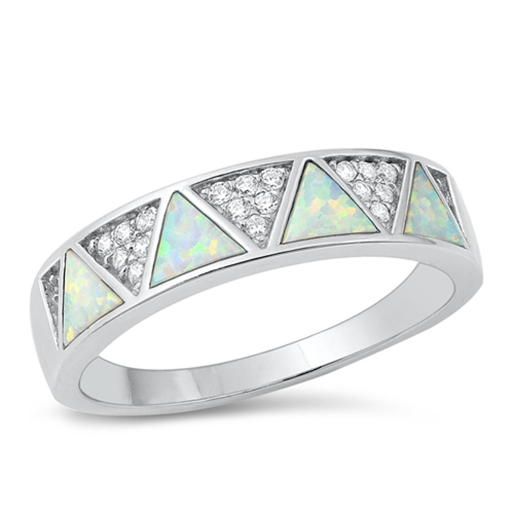 Sterling Silver White Lab Opal Ring