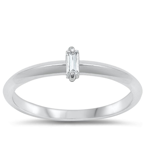 Sterling Silver White CZ Solitaire Ring