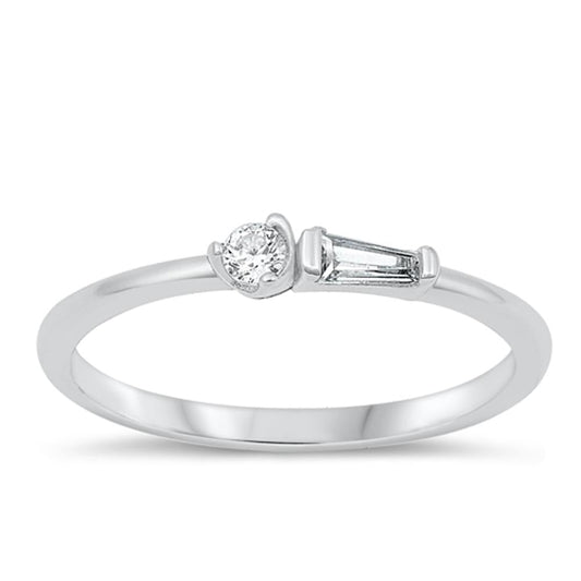 Sterling Silver White CZ Exclamation Mark Ring