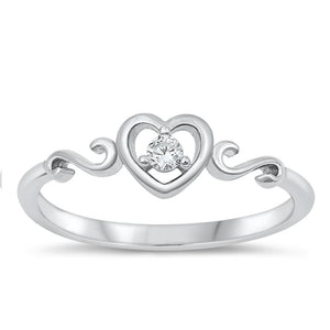 Sterling Silver Heart White CZ Ring