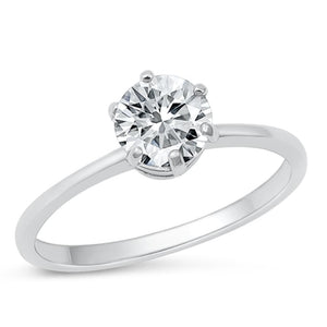 Sterling Silver White CZ Engagement Ring