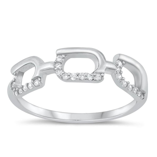 Sterling Silver Clear CZ Chain Link Ring