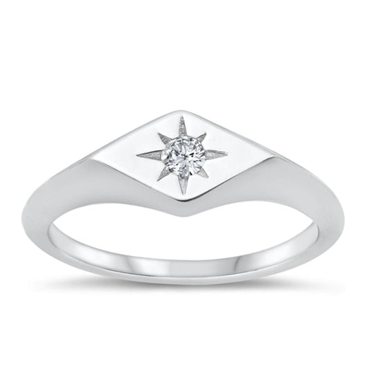 Sterling Silver Clear CZ Twinkle Star Ring