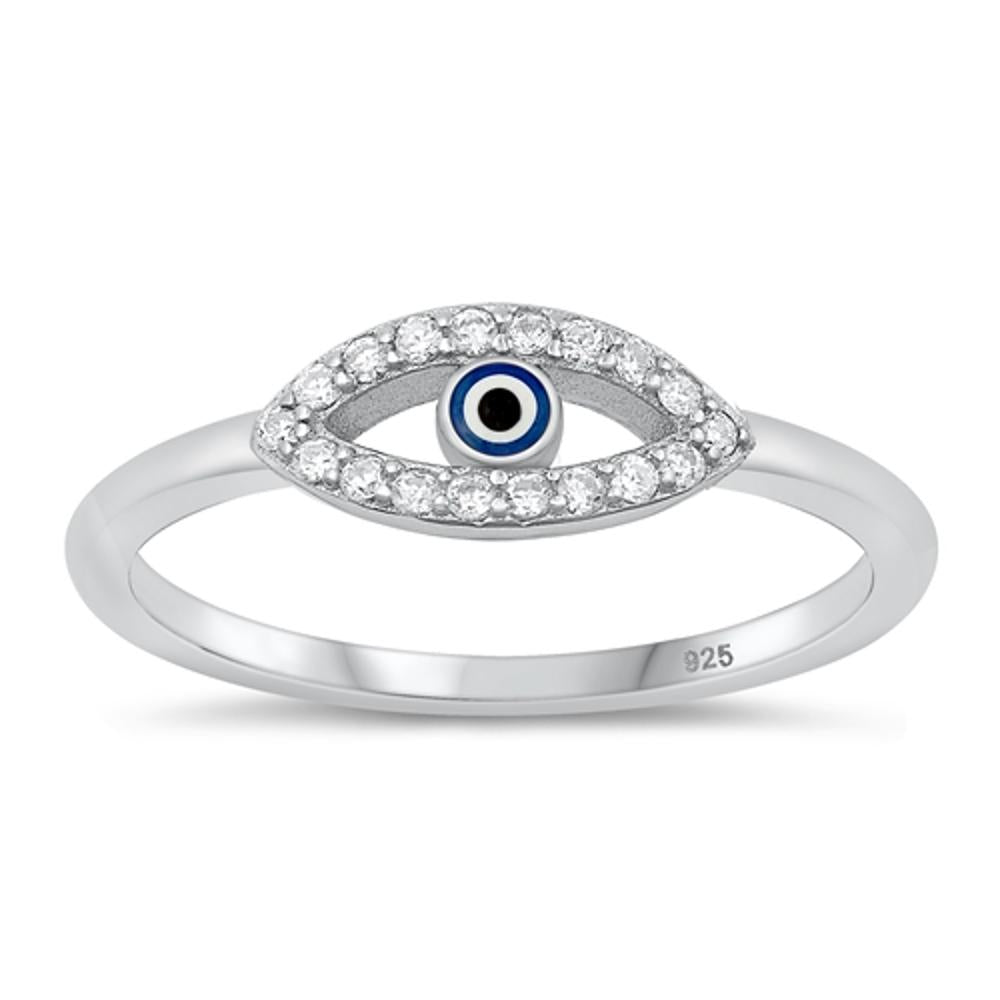 Sterling Silver Mother of Pearl Evil Eye Ring