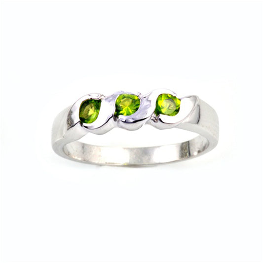 Peridot CZ Classic Swirl Ring New .925 Sterling Silver Band Sizes 1-4