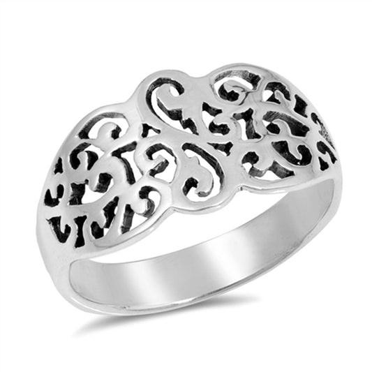 Vintage Style Filigree Celtic Design Ring .925 Sterling Silver Band Sizes 5-9