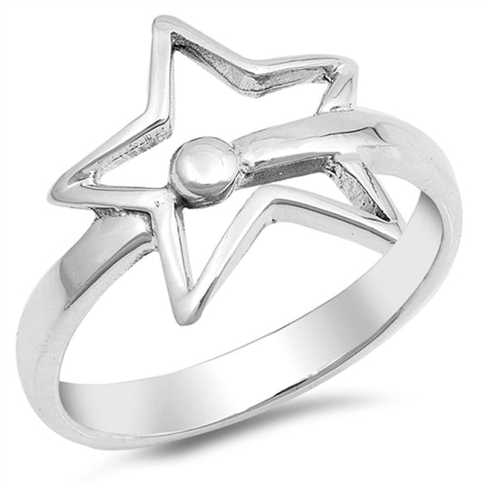 Star Ball High Polished Wide Ring New .925 Sterling Silver Band Sizes 5-10