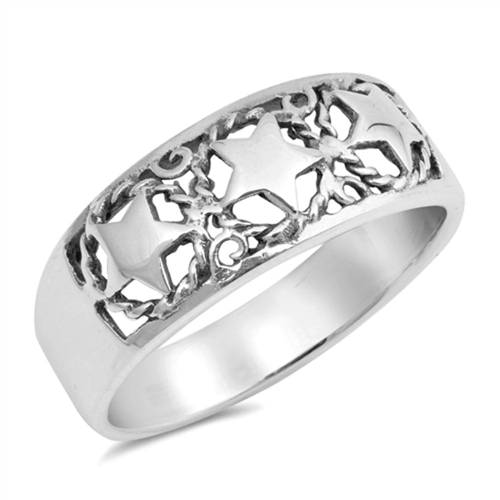 Star Rope Design Halo Girl's Ring New .925 Sterling Silver Band Sizes 5-10