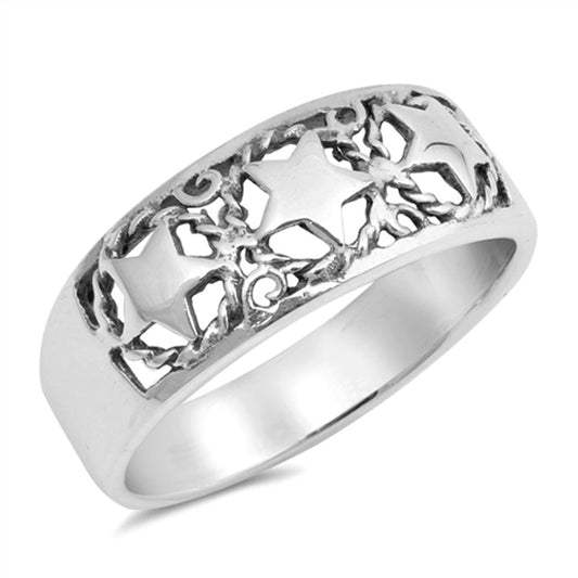 Star Rope Design Halo Girl's Ring New .925 Sterling Silver Band Sizes 5-10