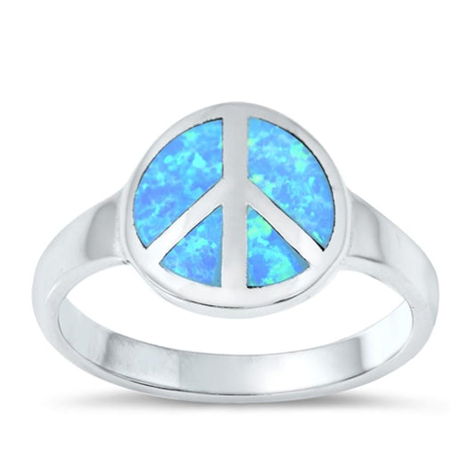 Sterling Silver Blue Lab Opal Peace Ring