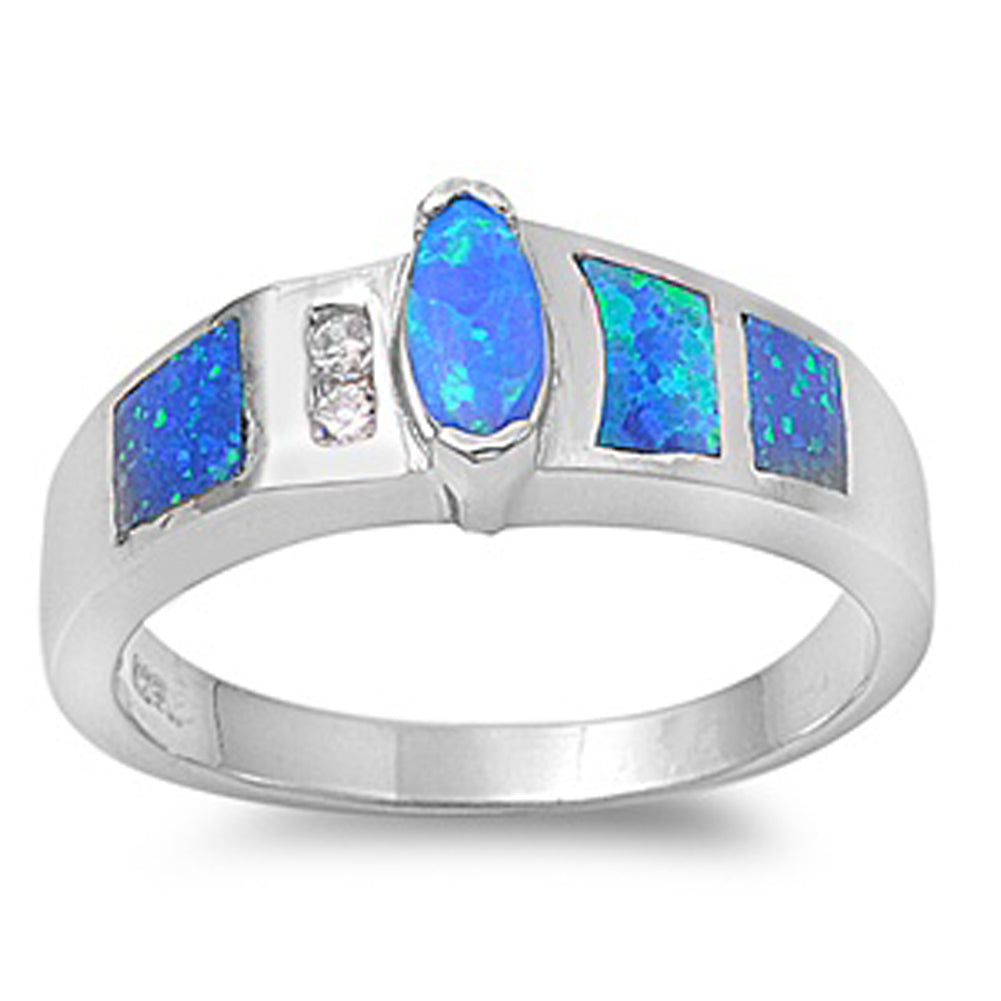 Blue Lab Opal Unique Elegant Ring New .925 Sterling Silver Thumb Band Sizes 5-9