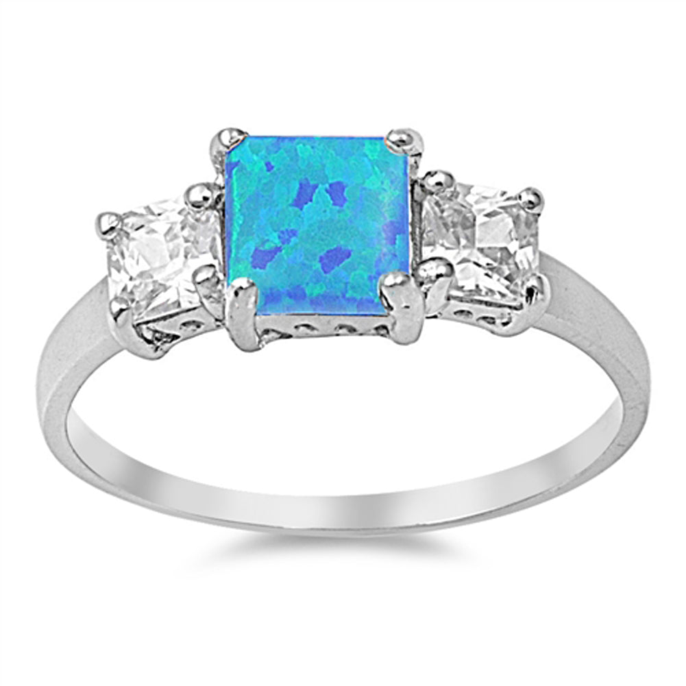 Blue Lab Opal Polished Elegant Cute Ring New 925 Sterling Silver Band Sizes 4-12