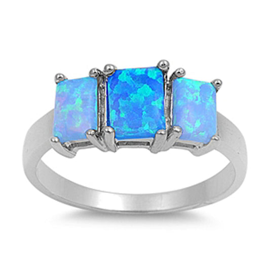 Blue Lab Opal Unique Elegant Polished Ring .925 Sterling Silver Band Sizes 5-10