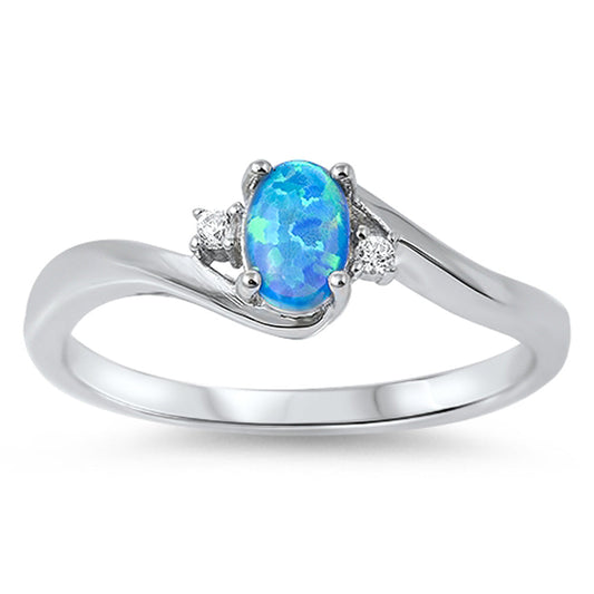 Blue Lab Opal Polished Swirl Unique Ring New 925 Sterling Silver Band Sizes 5-10