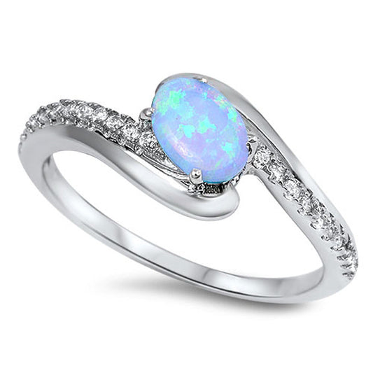 Blue Lab Opal Polished Cute Unique Ring New .925 Sterling Silver Band Sizes 4-12