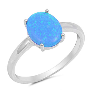 Simple Blue Lab Opal Solitaire Ring New .925 Sterling Silver Sizes 4-12