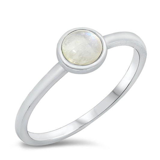 Simple Circle Moonstone Ring New .925 Sterling Silver Band Sizes 4-10