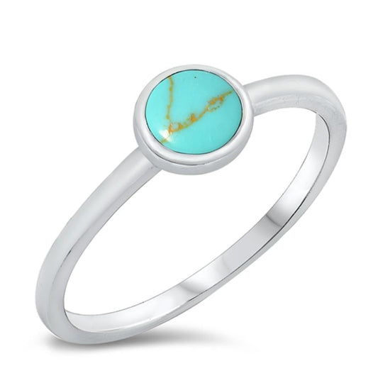 Simple Circle Turquoise Promise Ring New .925 Sterling Silver Band Sizes 4-10