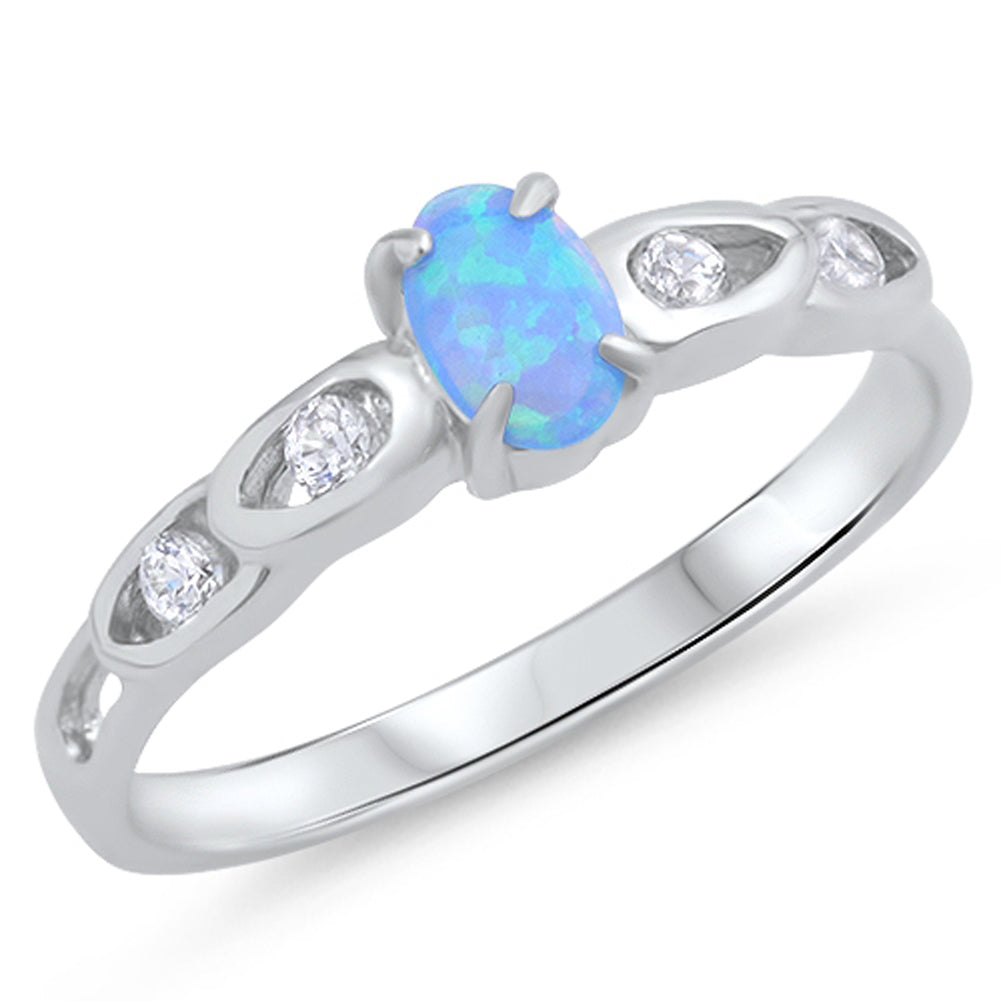 Oval Blue Lab Opal Wholesale Vintage Ring .925 Sterling Silver Band Sizes 5-10