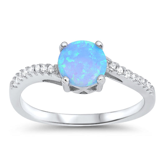 Round Blue Lab Opal Micro Pave Ring New .925 Sterling Silver Band Sizes 4-10