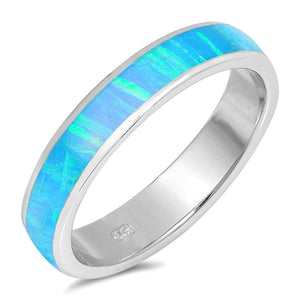 Blue Lab Opal Wide Men's Wedding Ring New .925 Sterling Silver Band Sizes 5-10