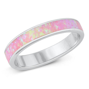 Sterling Silver Pink Lab Opal Eternity Ring