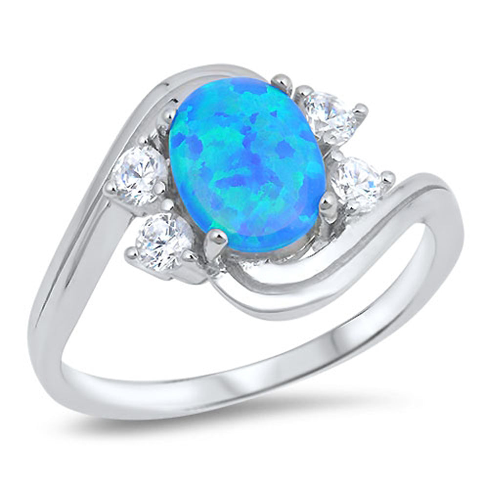 Oval Blue Lab Opal Wholesale Cluster Ring .925 Sterling Silver Band Sizes 5-10