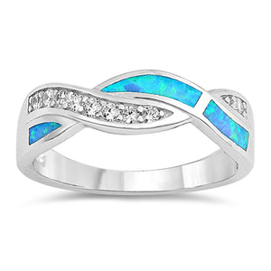 Blue Lab Opal Knot Thumb Criss Cross Ring .925 Sterling Silver Band Sizes 5-10