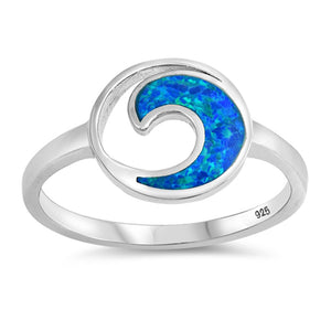 Blue Lab Opal Yin Yang Wave Circle Ring New .925 Sterling Silver Band Sizes 4-12