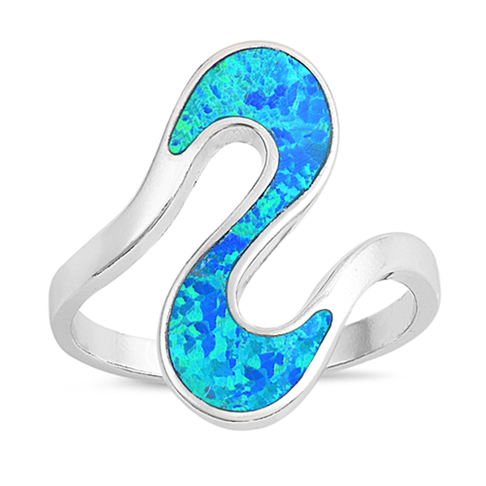 Blue Lab Opal Wave Knuckle Cocktail Ring New 925 Sterling Silver Band Sizes 5-10