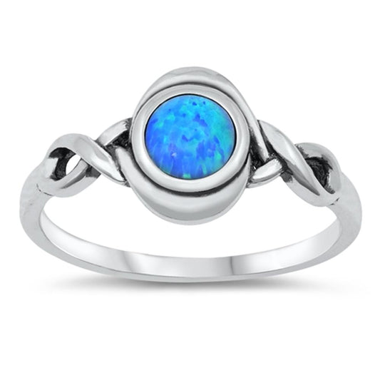 Blue Lab Opal Celtic Knot Infinity Halo Ring 925 Sterling Silver Band Sizes 4-10