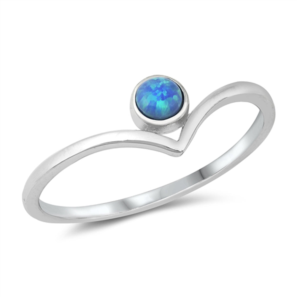 Blue Lab Opal Chevron Fashion Ring New .925 Sterling Silver Band Sizes 4-10