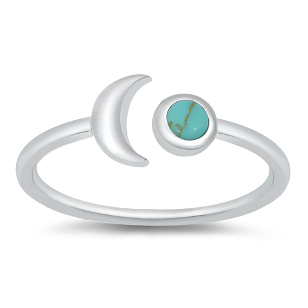 Simple Turquoise Modern Moon Sun Ring .925 Sterling Silver Band Sizes 4-10