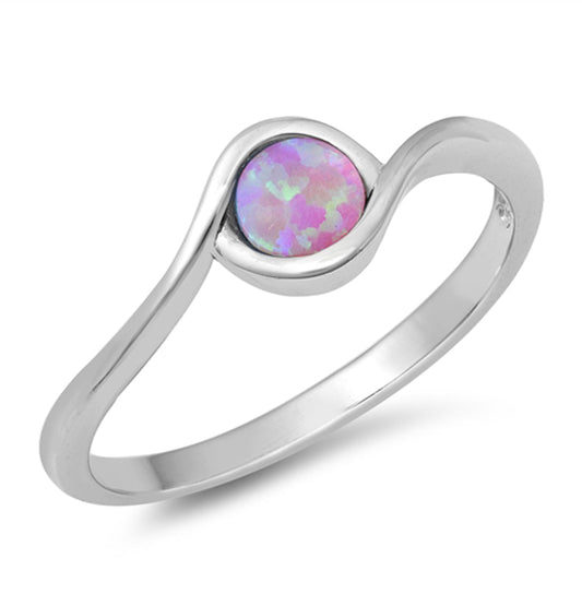 Pink Lab Opal Spiral Promise Ring New .925 Sterling Silver Band Sizes 4-10