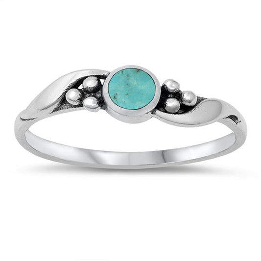 Cute Turquoise Boho Bali Bead Ring .925 Sterling Silver Band Sizes 4-10