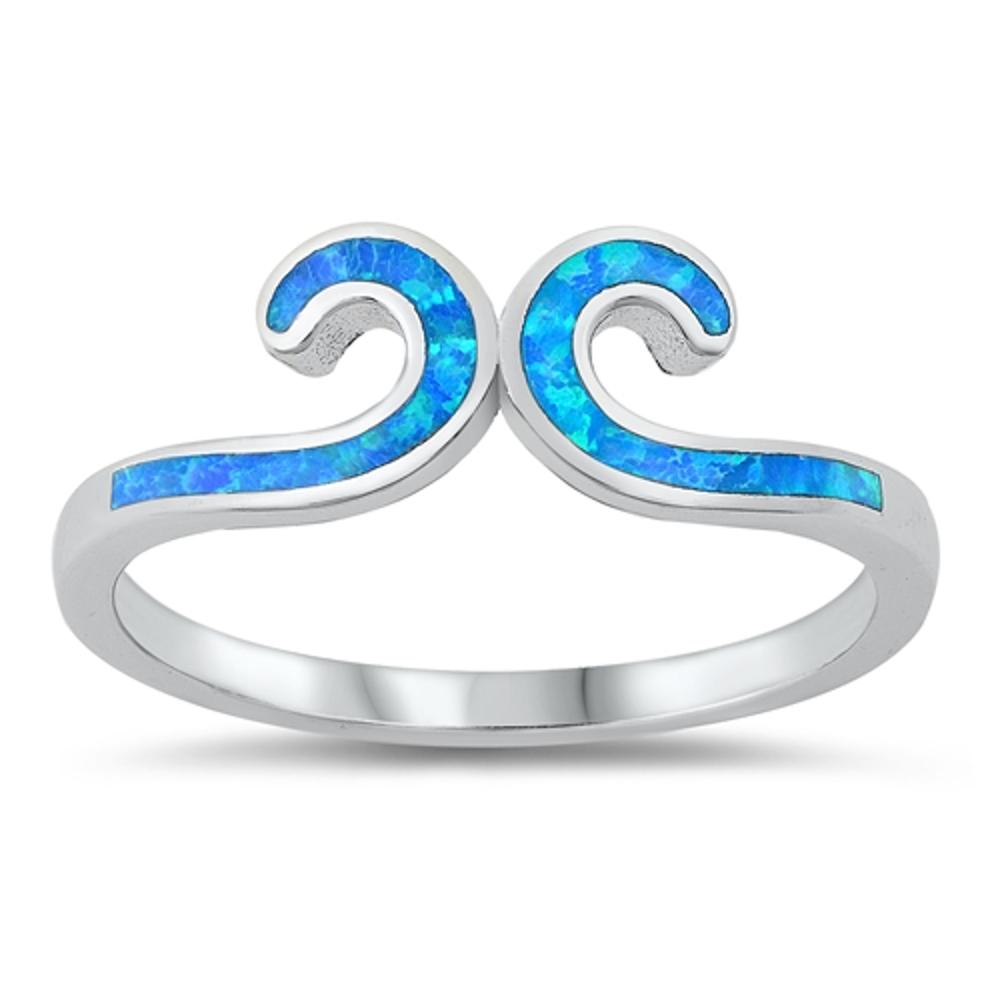 Blue Lab Opal Filigree Swirl Wrap Ring New .925 Sterling Silver Band Sizes 5-10