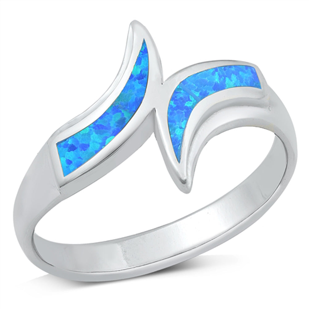 Blue Lab Opal Swash Wrap Simple Ring New .925 Sterling Silver Band Sizes 5-10