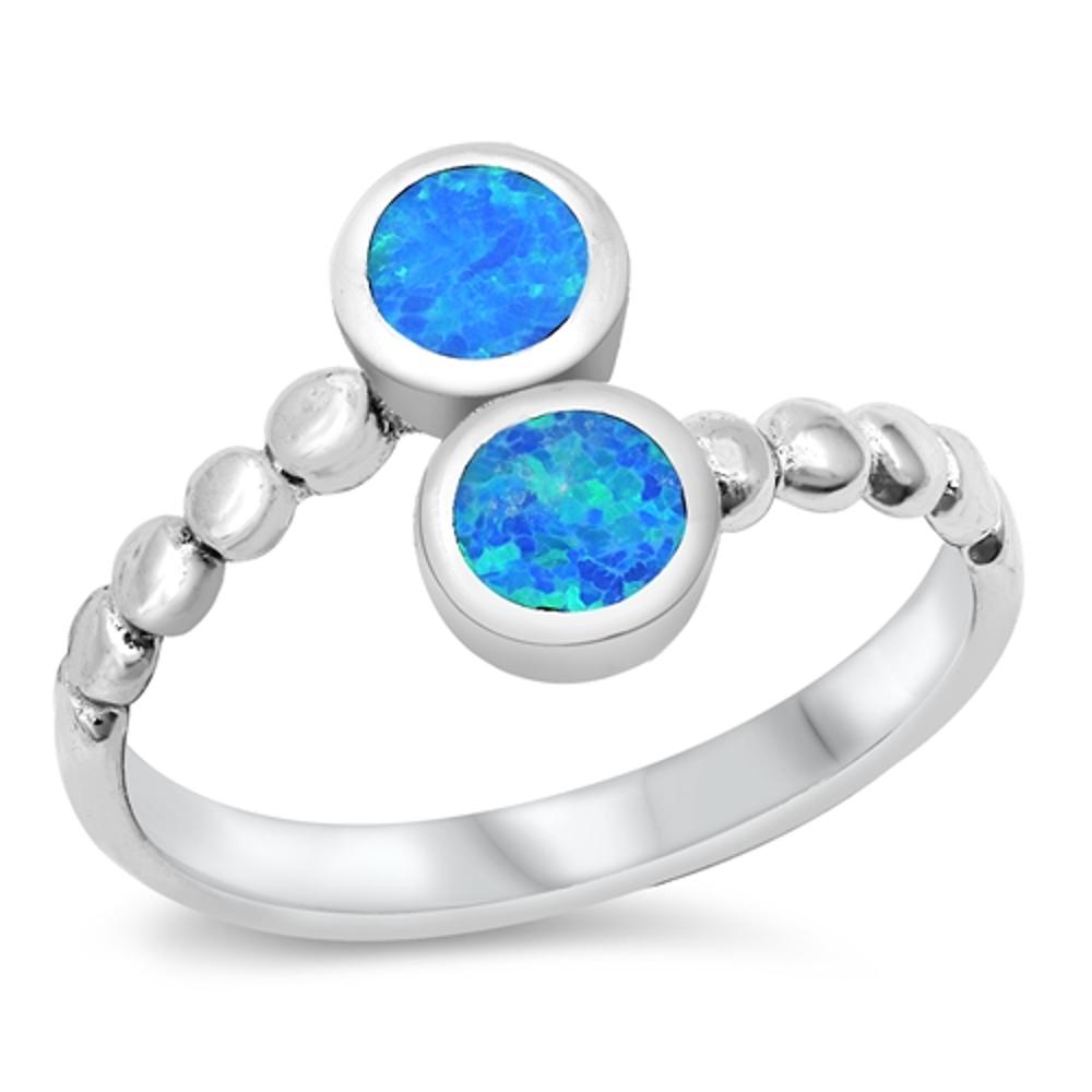 Blue Lab Opal Modern Circle Wrap Ring New .925 Sterling Silver Band Sizes 5-10