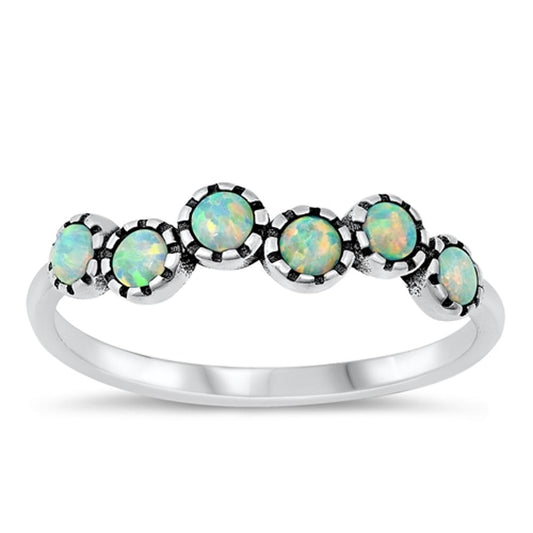 White Lab Opal Fashion Bali Fashion Ring .925 Sterling Silver Band Sizes 4-10