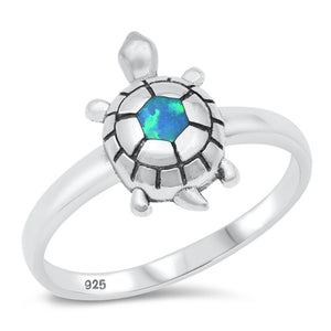 Blue Lab Opal Beautiful Turtle Ring New .925 Sterling Silver Band Sizes 4-10