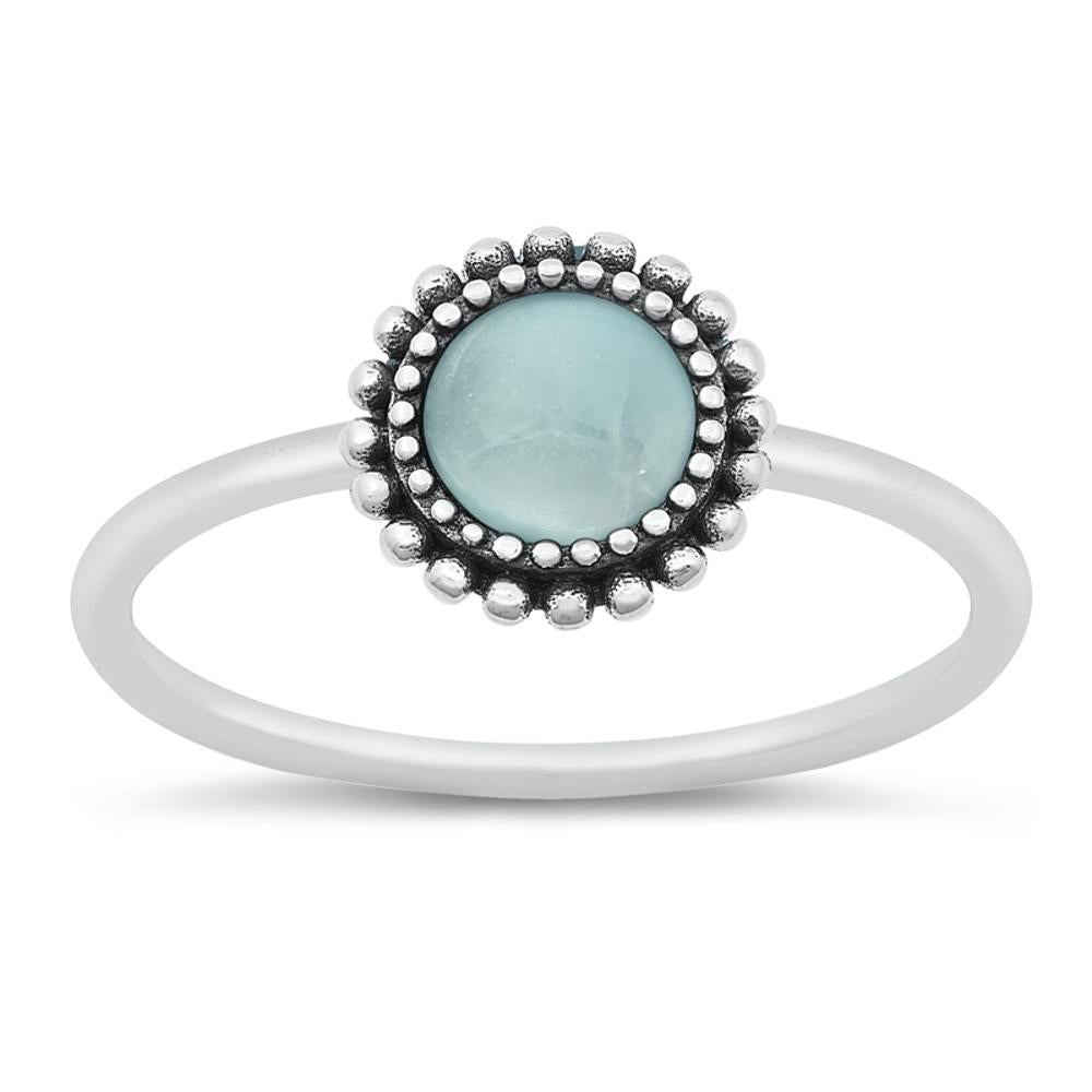 Larimar Flower Bali Fashion Sun Ring New .925 Sterling Silver Band Sizes 5-10