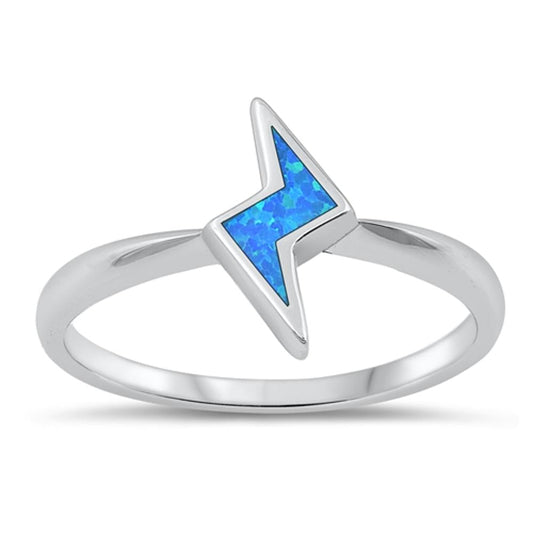 Sterling Silver Blue Lab Opal Lightning Bolt Ring